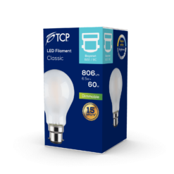 TCP LED Filament Frosted Classic 7W BC Dimmable Light Bulb -Luxe Light Shop 12813600 1754833199505448