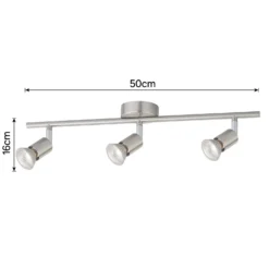 Rochdale 3 Lamp Spotlight Bar - Brushed Stainless Steel -Luxe Light Shop 12815760 3884843350415341