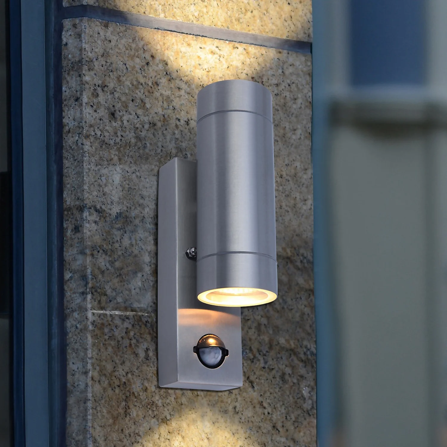 Lutec Rado Up/Down PIR Outdoor Wall Light - Stainless Steel 3 Lutec Rado Up/Down PIR Outdoor Wall Light - Stainless Steel