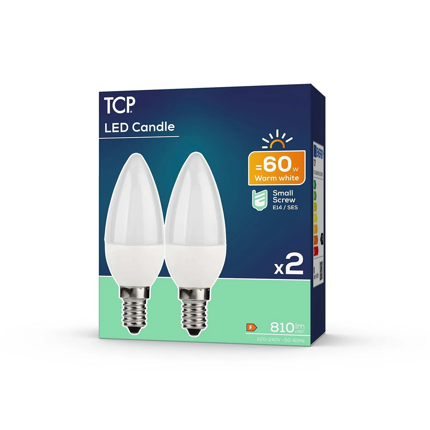 TCP LED Candle 60W E14 Coat Warm Light Bulb - 2 Pack 4 TCP LED Candle 60W E14 Coat Warm Light Bulb - 2 Pack - Image 2