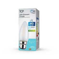 TCP Filament Candle Coat 40W BC Cool Dimmable Light Bulb 8 TCP Filament Candle Coat 40W BC Cool Dimmable Light Bulb -Luxe Light Shop 12824443 1454963829894739