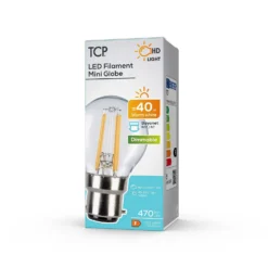 TCP Filament Globe Clear 40W BC Warm Dimmable Light Bulb 8 TCP Filament Globe Clear 40W BC Warm Dimmable Light Bulb -Luxe Light Shop 12824593 4724963830305091