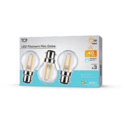 TCP Filament Globe Clear 40W BC Warm Light Bulb - 3 Pack -Luxe Light Shop 12824605 1755022111662346