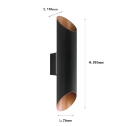 Eglo Agolada Outdoor LED Wall Light - Black & Copper -Luxe Light Shop 12828401 6474832952651243