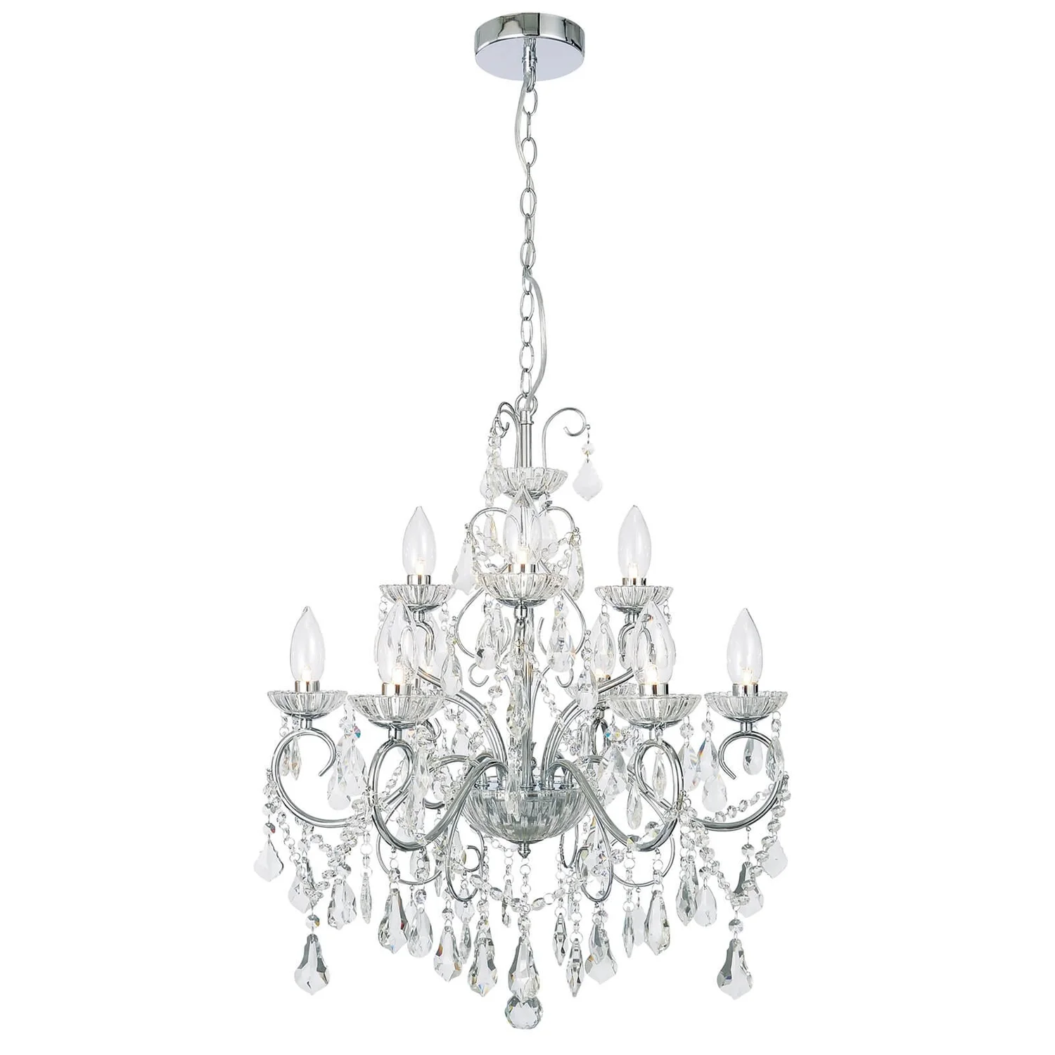 Vela 9 Light Bath Chandelier - Chrome 3 Vela 9 Light Bath Chandelier - Chrome