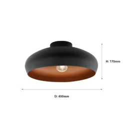 Eglo Mogano Flush Light - Black & Copper -Luxe Light Shop 12836723 1314833235997127