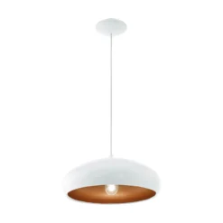 Eglo Mogano 1 Pendant Light - White & Copper -Luxe Light Shop 12836801 1164831966312668