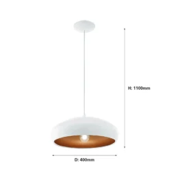 Eglo Mogano 1 Pendant Light - White & Copper -Luxe Light Shop 12836801 1934833170412924