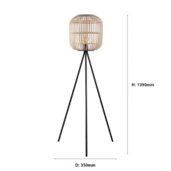Eglo Bordesley Wooden Floor Lamp -Luxe Light Shop 12879397 1594843869040566