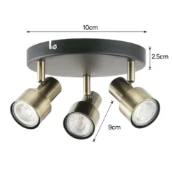 Noah 3 Lamp Spotlight Plate - Black & Antique Brass -Luxe Light Shop 12882222 5454843519127148