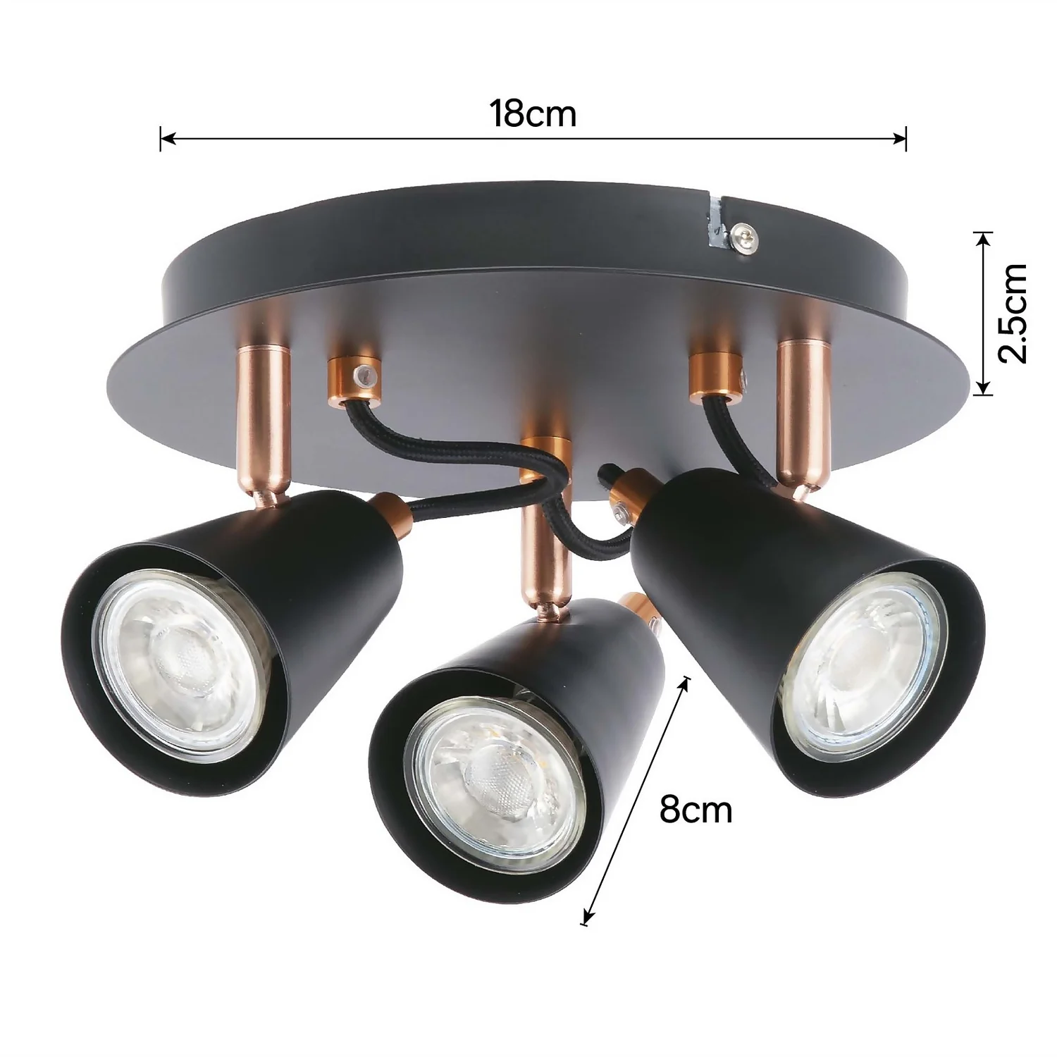 Emma 3 Lamp Spotlight Plate - Black & Copper 7 Emma 3 Lamp Spotlight Plate - Black & Copper - Image 5