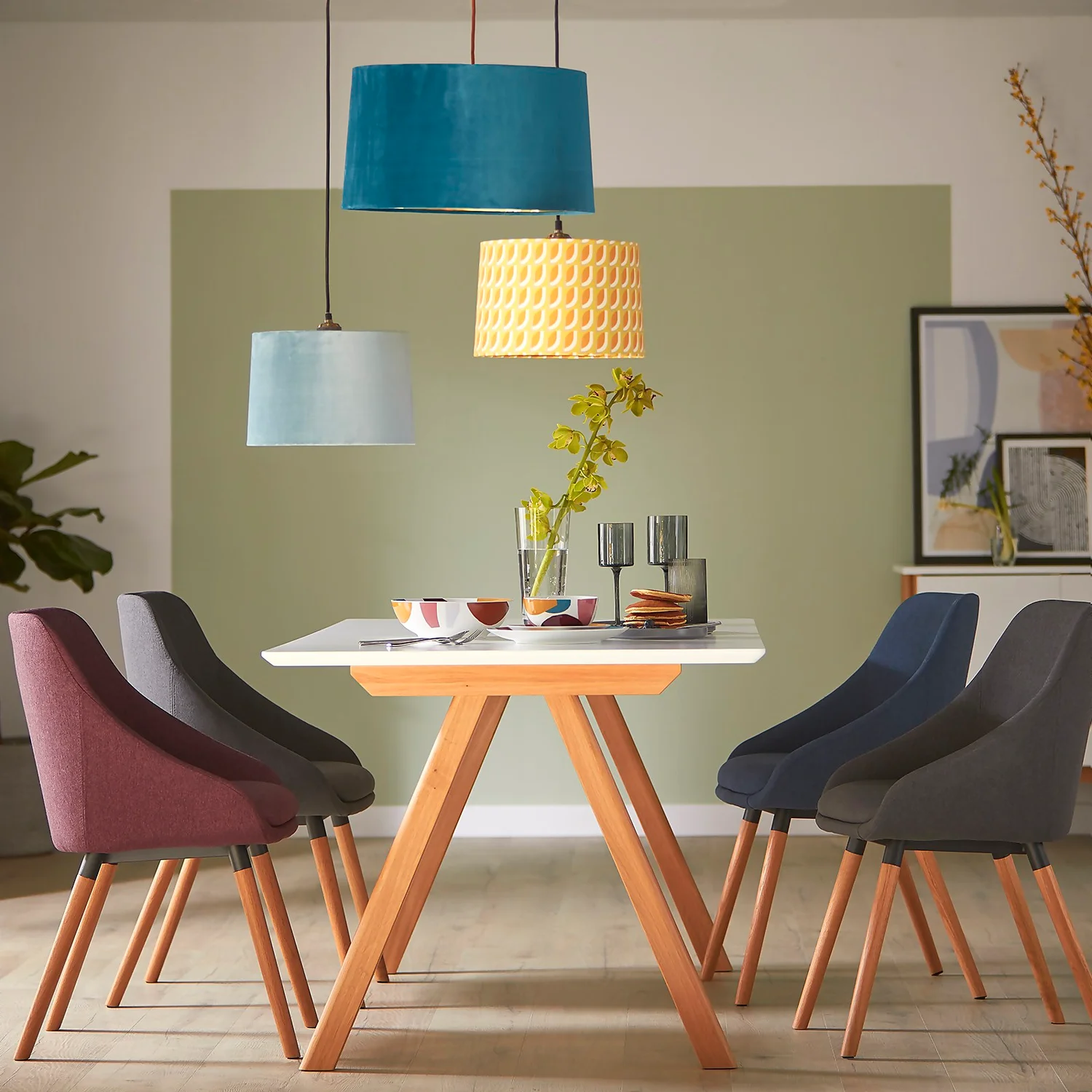 House Beautiful Samet Velvet Drum Shade - Duck Egg - 30cm 4 House Beautiful Samet Velvet Drum Shade - Duck Egg - 30cm - Image 2