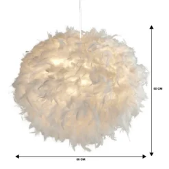 Hattie Feather Non-elec Light Shade - White -Luxe Light Shop 12886897 3354936822373004