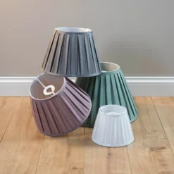 Raye Dove Pleated Taper Silk Shade - 30cm -Luxe Light Shop 13139400 8004944148185045