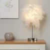 Hattie Feather Table Lamp - White -Luxe Light Shop 13157965 1725042041820676