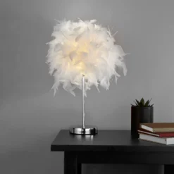 Hattie Feather Table Lamp - White -Luxe Light Shop 13157965 1924945695486795
