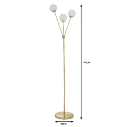 Orb 3 Light Floor Lamp - Brass & Opal -Luxe Light Shop 13208308 6834909895072469