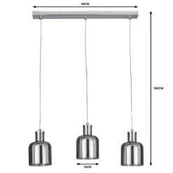 Jinx 3 Light Diner Pendant - Smoked Glass -Luxe Light Shop 13208311 1304909895171943