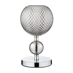 Safi Glass Table Lamp - Chrome Smoke -Luxe Light Shop 13208315 1234896913019289