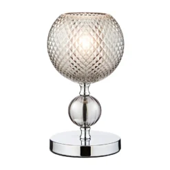 Safi Glass Table Lamp - Chrome Smoke -Luxe Light Shop 13208315 3844896912895134