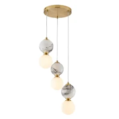 House Beautiful Delta 3 Light Marble Cluster - Brass & Opal -Luxe Light Shop 13208321 1264927241669256