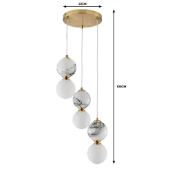 House Beautiful Delta 3 Light Marble Cluster - Brass & Opal -Luxe Light Shop 13208321 7294927241796360