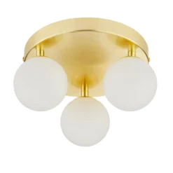 Orb 3 Light Flush Pendant - Brass & Opal -Luxe Light Shop 13208330 1484896913580241