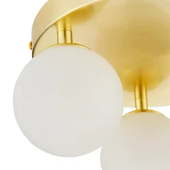 Orb 3 Light Flush Pendant - Brass & Opal -Luxe Light Shop 13208330 1984896913623825