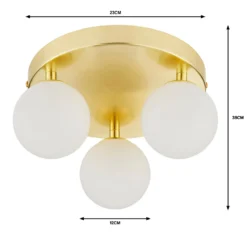 Orb 3 Light Flush Pendant - Brass & Opal -Luxe Light Shop 13208330 6064909895429430