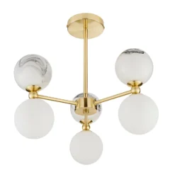 House Beautiful Delta 3 Light Marble Pendant - Brass & Opal 9 House Beautiful Delta 3 Light Marble Pendant - Brass & Opal -Luxe Light Shop 13208336 1724927241719407