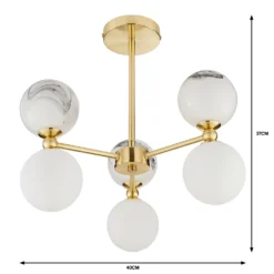 House Beautiful Delta 3 Light Marble Pendant - Brass & Opal 11 House Beautiful Delta 3 Light Marble Pendant - Brass & Opal -Luxe Light Shop 13208336 5664927241764158