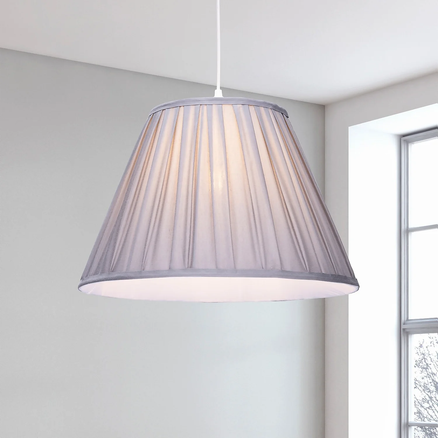 Raye Dove Pleated Taper Silk Shade - 40cm 3 Raye Dove Pleated Taper Silk Shade - 40cm