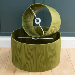 Raye Olive Drum Pleated Silk Shade - 45cm -Luxe Light Shop 13222472 1614944148289157