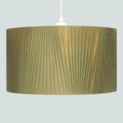 Raye Olive Drum Pleated Silk Shade - 45cm -Luxe Light Shop 13222472 8104901095581369