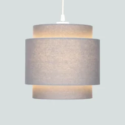 Finn Tier Drum Flint Linen Shade - 25cm -Luxe Light Shop 13222475 1794901095630059