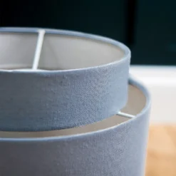 Finn Tier Drum Sky Blue Linen Shade - 25cm 15 Finn Tier Drum Sky Blue Linen Shade - 25cm -Luxe Light Shop 13222480 1104944148435191