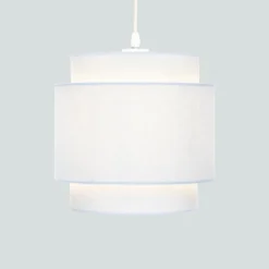 Finn Tier Drum Sky Blue Linen Shade - 25cm 12 Finn Tier Drum Sky Blue Linen Shade - 25cm -Luxe Light Shop 13222480 1264901095855308