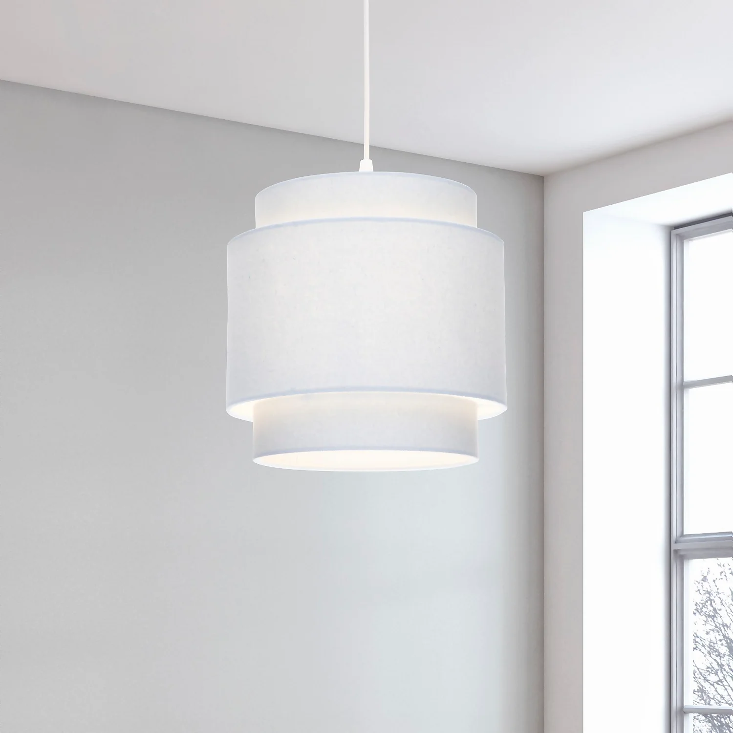 Finn Tier Drum Sky Blue Linen Shade - 25cm 3 Finn Tier Drum Sky Blue Linen Shade - 25cm