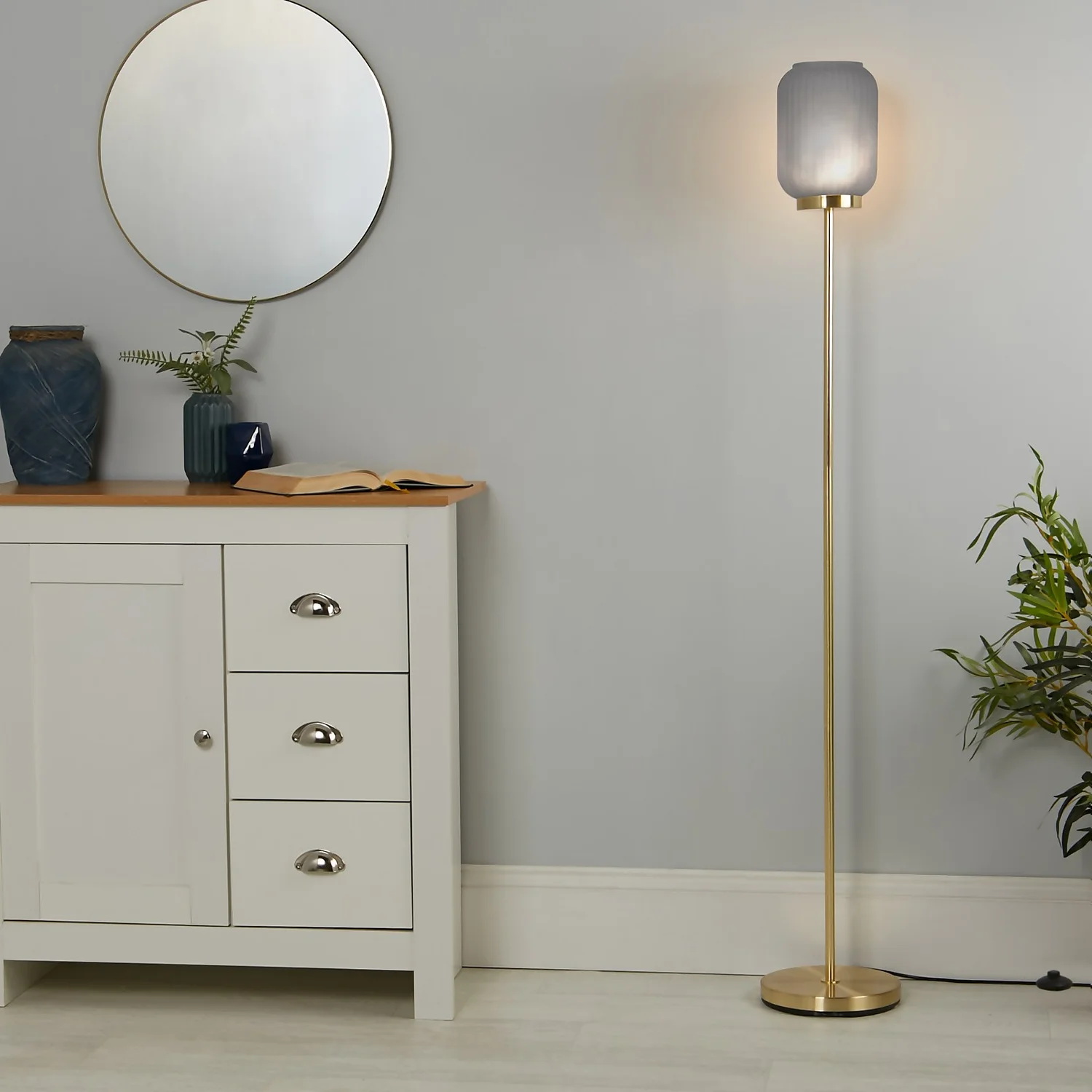 Pearl Frosted Floor Lamp - Navy 3 Pearl Frosted Floor Lamp - Navy