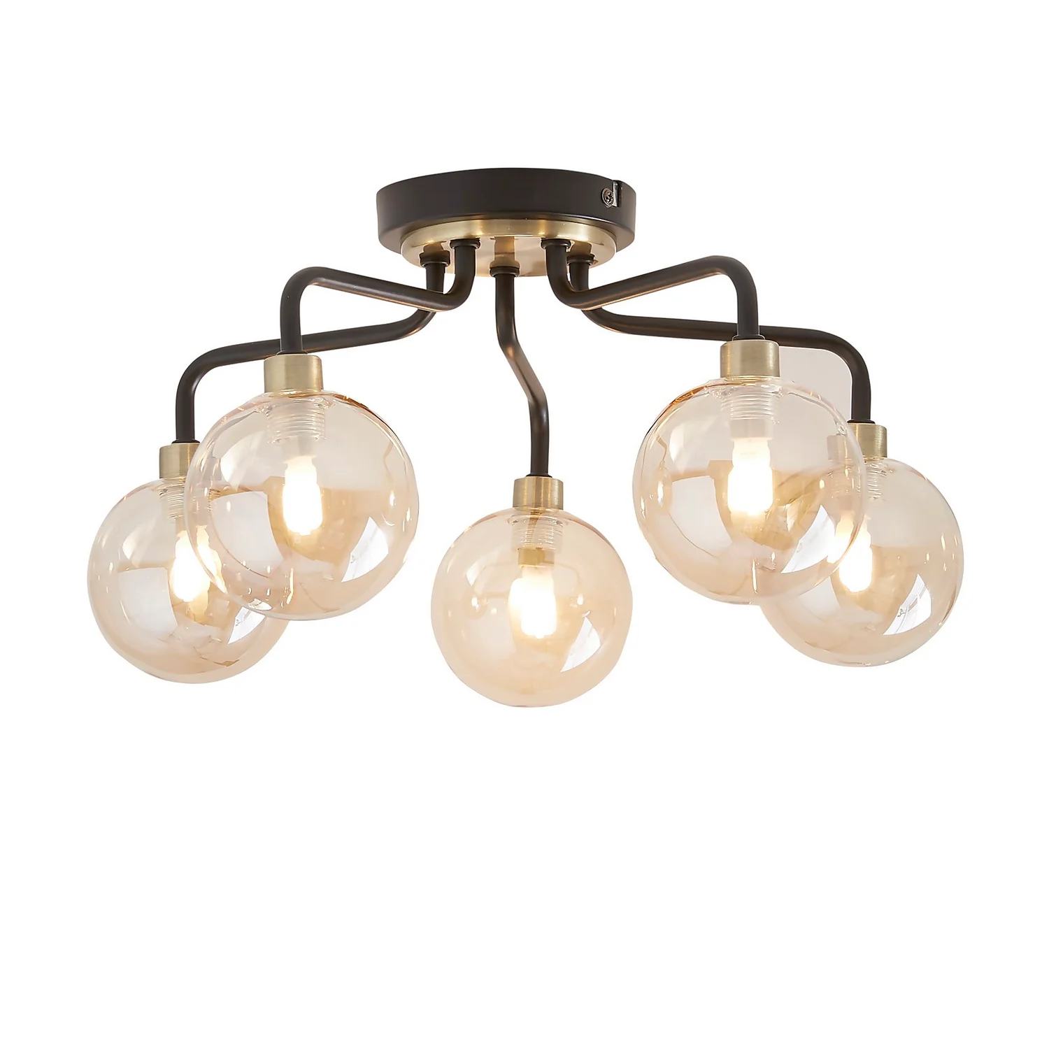 Shoreditch Five Light Semi Flush Ceiling Light - Champagne & Brass 4 Shoreditch Five Light Semi Flush Ceiling Light - Champagne & Brass - Image 2