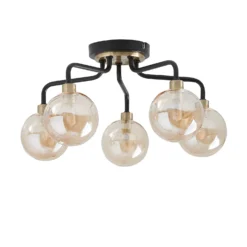 Shoreditch Five Light Semi Flush Ceiling Light - Champagne & Brass 8 Shoreditch Five Light Semi Flush Ceiling Light - Champagne & Brass -Luxe Light Shop 13453782 8974915324116600