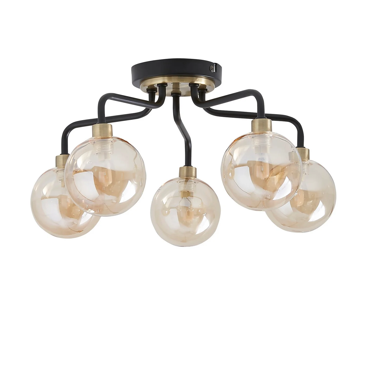 Shoreditch Five Light Semi Flush Ceiling Light - Champagne & Brass 5 Shoreditch Five Light Semi Flush Ceiling Light - Champagne & Brass - Image 3