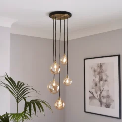 Shoreditch Five Light Cluster Light - Champagne & Brass