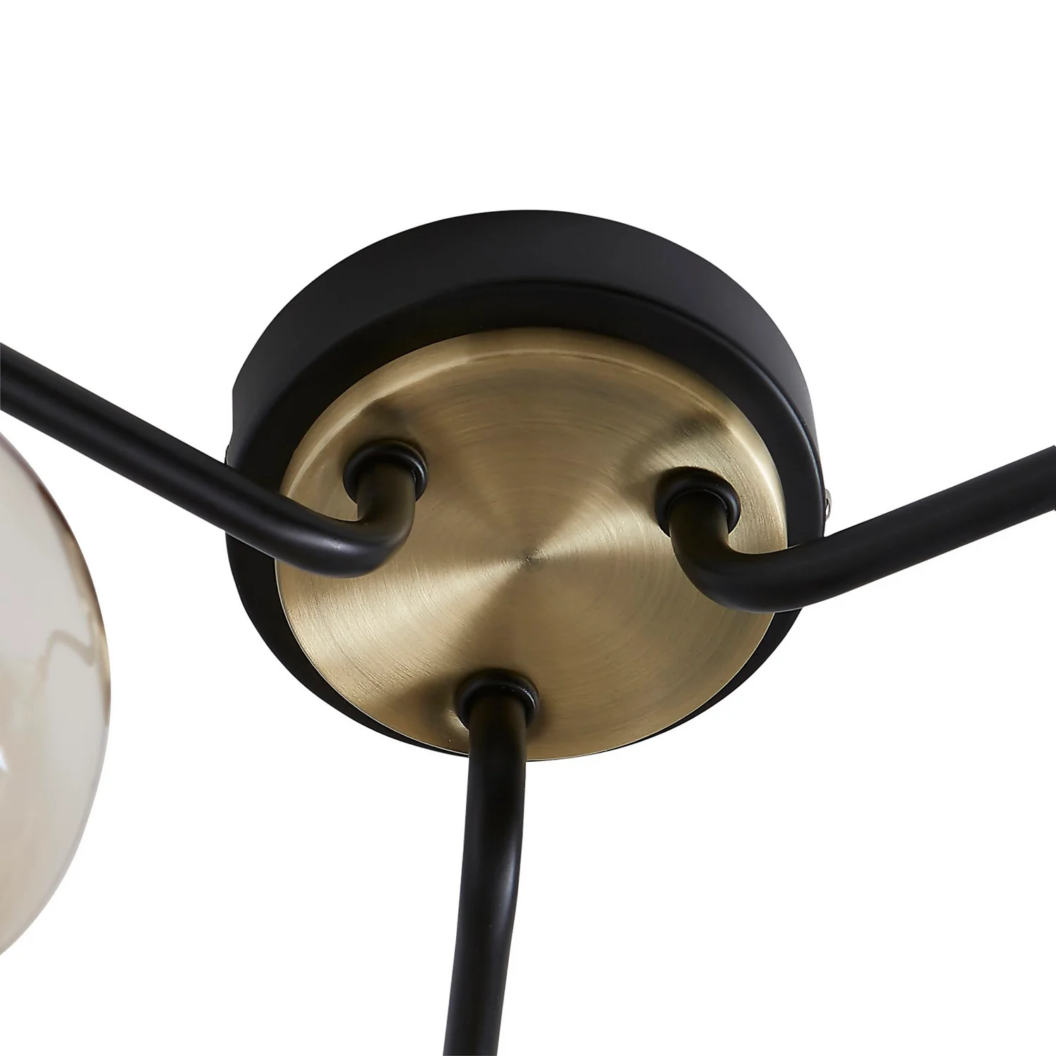 Shoreditch Three Light Semi Flush Ceiling Light - Champagne & Brass 6 Shoreditch Three Light Semi Flush Ceiling Light - Champagne & Brass - Image 4