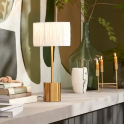 Raffia Table Lamp - White & Gold -Luxe Light Shop 13525827 1135042052933660