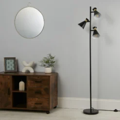 Balham 3 Light Floor Lamp - Black & Brass -Luxe Light Shop 13525828 1185042072854014