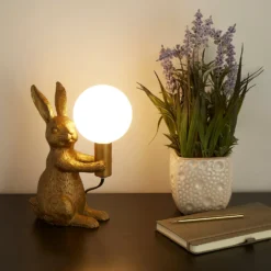 Rabbit Table Lamp - Gold & Glass -Luxe Light Shop 13528281 1964956834690186