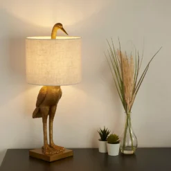 Crane Table Lamp - Gold & Oatmeal -Luxe Light Shop 13528282 2104956834390072