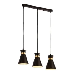 Balham 3 Light Diner Bar Light - Black & Brass -Luxe Light Shop 13528465 7985042091908388