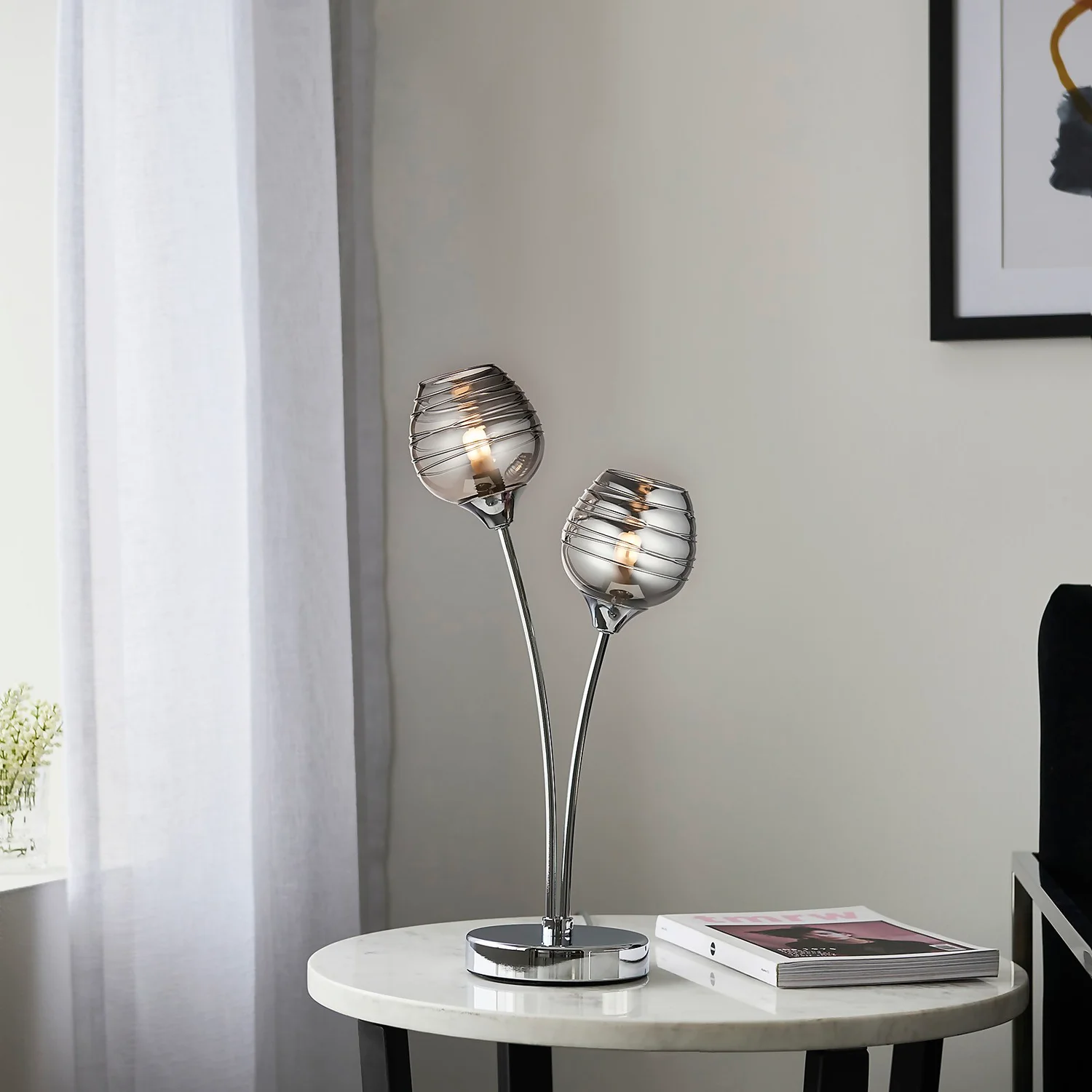 Marple Table Lamp - Chrome & Smoke 3 Marple Table Lamp - Chrome & Smoke